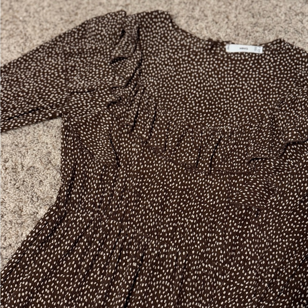 Mango Chocolate Brown Dress with Cream Dots